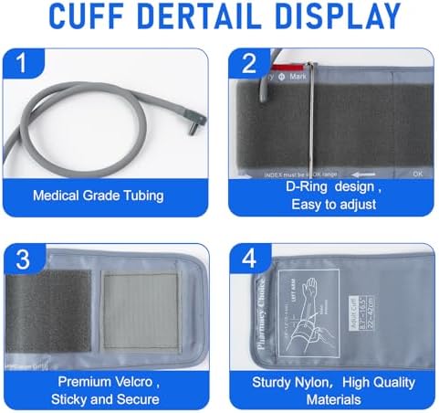 Large Blood Pressure Cuff, Adult Cuff, Compatible with Most Monitors, ARM Blood Pressure Replacement Cuff with 8 Connectors (8.7"-16.5")