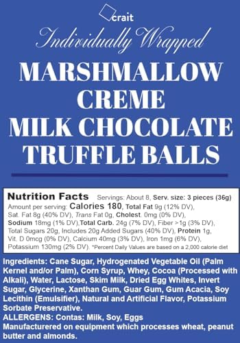 Marshmallow Chocolate Truffle Balls 10 Ounce, Individually Wrapped Blue & Silver Candy, Baby Shower Candy (About 33 Pieces)