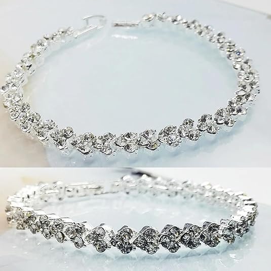 Elegant Zircon Crystal Bracelet for Women – European-American Inspired Sparkling Fashion Accessory, Adjustable Lightweight Tennis Bracelet Jewelry Gift