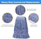 kCarpolyGeneral Cleaning Mop Heavy Duty Commercial Replacement, Heavy Duty Mop Head Commercial Replacement ，Wet Industrial Blue Cotton Looped End String Head Refill (Pack of 3) Blue