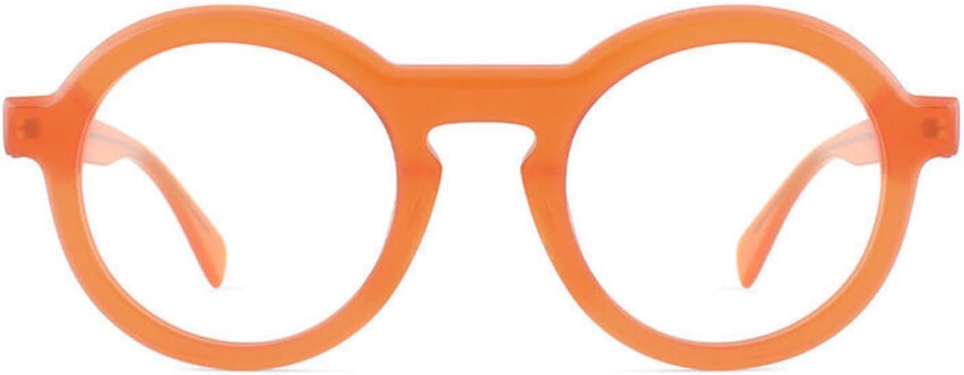 Round Reading Glasses for Women, Big Nerd Glasses Circular Frame Glasses, Anti-Fatigue Blue Light Blocking Glasses
