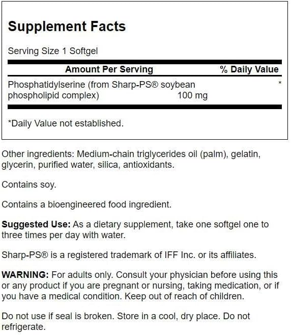 Swanson Phosphatidylserine 100 Milligrams 30 Sgels