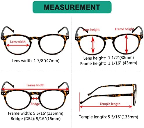 Eyekepper 5-Pack Oval Round Spring Hinges Eyeglasses Includes Sunglasses