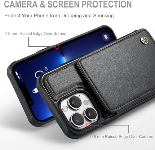 Vinich for iPhone 13 Pro Max Wallet Case with Card Holder, RFID Blocking Credit Slots Kickstand Shockproof Phone Cover Fit for iPhone 13 Pro Max 6.7" Black