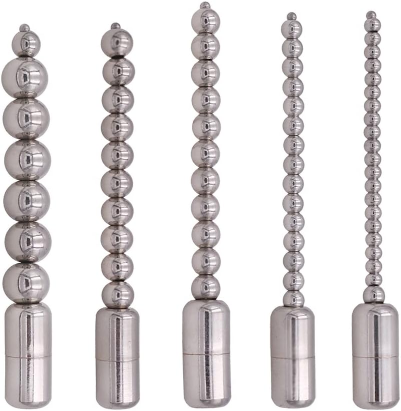 5 Pcs Metal Stainless Steel Beads Urethral Sound Sex Toys Catheters & Sounds Stick Urethra Pulling Beads Massage Stick Urine Plug Bendable Design 3mm/4mm/5mm/6mm/8mm