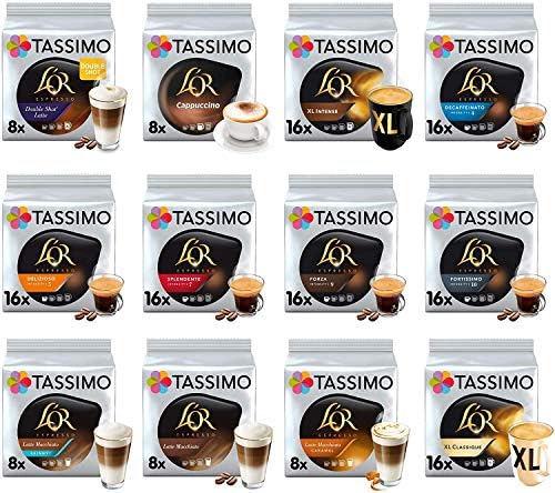Tassimo Coffee, Tea, Chocolate Pods. Pick Any 5 Packs from 50+ Blends Including Kenco, Costa, Jacobs, Hot Chocolate, Chai latte, Baileys, Cadbury, Milka, Oreo, Cafe Hag and More.