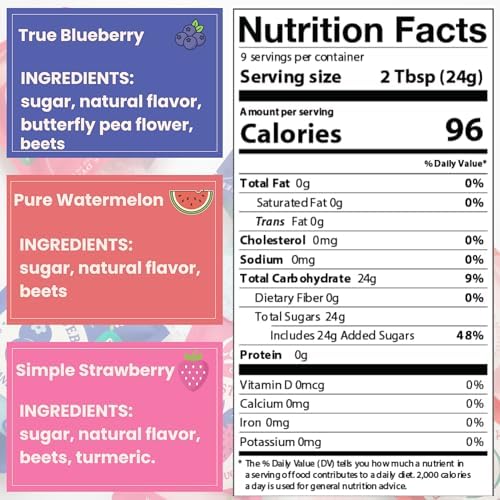 Colorwayz Dye-Free Cotton Candy Sugar – All Natural Floss Sugar for Cotton Candy Machines – Variety 3-Pack Strawberry, Blueberry & Watermelon – No Artificial Colors – 8oz Resealable Bags