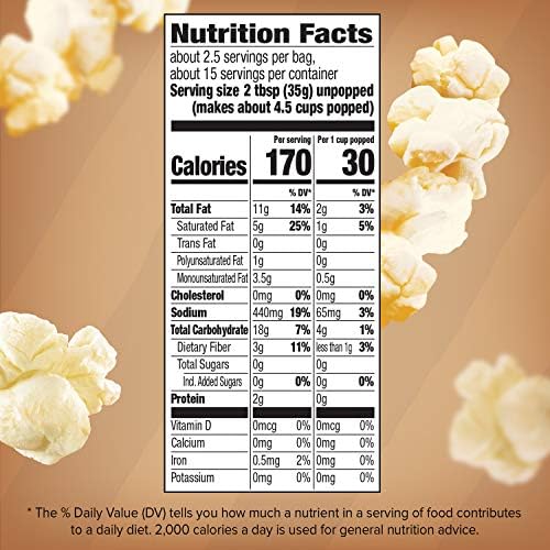 Orville Redenbacher’s Microwave Popcorn, Naturals Simply Salted Popcorn, 3g Fiber Per Serving, 3.3 oz., 6-Count