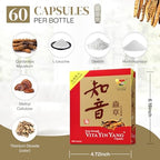 Vita Green Yin Yang Cordyceps Mycelium Herbal Supplement (知音蟲草) - Supports Respiratory Wellness, Energy, and Liver & Kidney Health - 60 Capsules