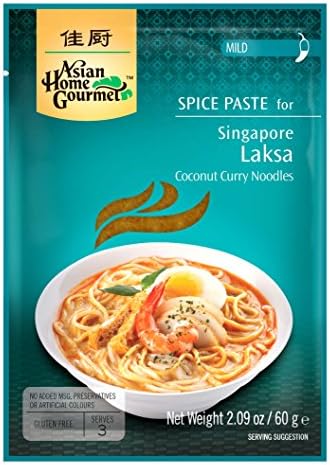 Asian Home Gourmet Spice Paste for SINGAPORE LAKSA - Coconut Curry noodles. (Pack of 3)