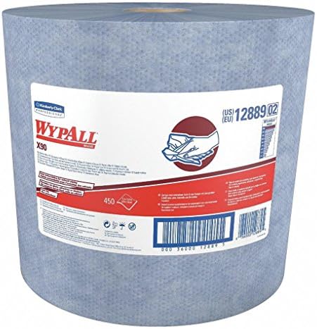 WypAll 12889 X90 Cloths, Jumbo Roll, 11 1/10 x 13 2/5, Denim Blue, 450/Roll, 1 Roll/Carton