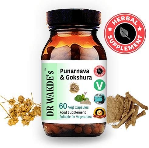DR WAKDE's Punarnava & Gokshura Capsules (60 Veg Caps, Promotes Healthy Urinary Flush, Ayurvedic Supplement, Vegan, Herbal, All Natural, Made in UK)