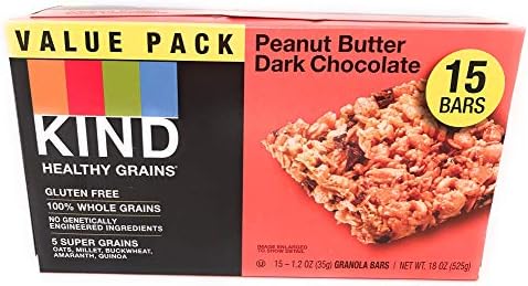 KIND Healthy Grains Bars, Peanut Butter Dark Chocolate, Gluten Free, Value Pack, 1.2 oz bars (Pack of 15)