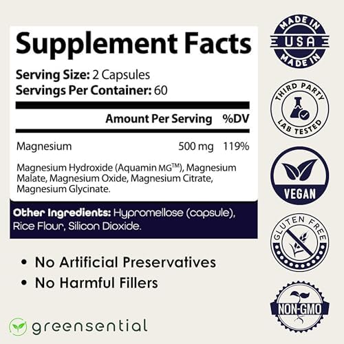 Magnesium Complex 500mg with Aquamin® | Superior Absorption 5-in-1 Formula (Glycinate, Malate, Citrate) | Advanced Sleep, Heart & Leg Cramp Support | 120 Capsules