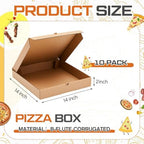 Fullhawl 10 Pcs Pizza Boxes 14 x 14 Inches Corrugated Pizza Box, Grease Resistant Kraft Takeout Containers Packing Boxes for Homemade Cake, Cookies, Food and Crafts(Brown)