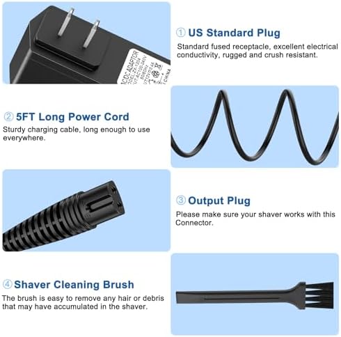 Meliya 12V Charger Cord Compatible with Braun Shaver Series 7 3 9 5 1, 3040s 310s 340s 740s 7020s 9330s 760cc 790cc 5190cc 7085cc 7865cc 9090cc 9095cc 9290cc 9385cc 9577cc Razor Trimmer
