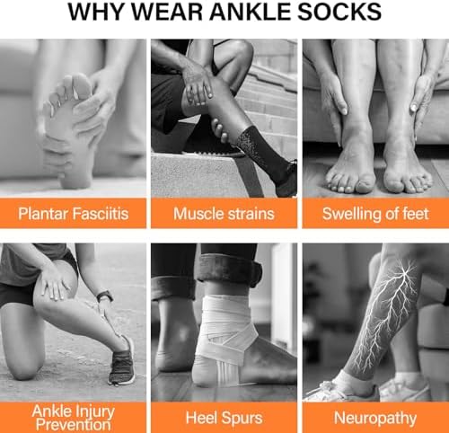 Compression Ankle Braces for Plantar Fasciitis: Pain Relief Ankle and Arch Support Socks for Foot Swelling, Heel Spurs, and Achilles Tendonitis, Breathable and Comfortable Design for All-day Wear