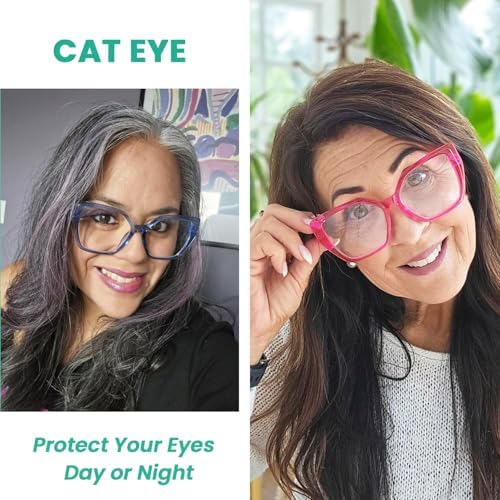 Eyekepper Metalless Screwless Blue Light Blocking Reading Glasses Spring Hinges Oversized Cat Eye 6 Pack Women's Readers