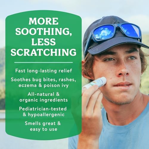 Badger Bug Bite Itch Relief Stick, Natural & Organic Anti Itch Cream for Bug Bites, Rashes & Poison Ivy, Fast Itchy Skin Relief After Bite, Works Great, Smells Great, Easy to Use, .6 oz