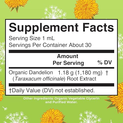 Organic Dandelion Root Extract by MaryRuth's | USDA Organic | Easy-to-Take | Liquid Dandelion Root Supplement | Herbal Extract | Vegan | Gluten Free | Sugar Free | Non-GMO | 30 Servings