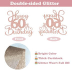 Sotpot 1 Pack 60th Birthday Cake Topper Double-sided Rose Gold Glitter Cake Pick Cake Decoration for Happy 60th Birthday Anniversary Party Decorations