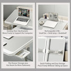 Laptop Desk for Bed, Adjustable Beds Table with USB Charge Port, Foldable Lap top Table with Storage Drawer, Portable Laptops Bed Desk Tray for Eating Working Writing Reading