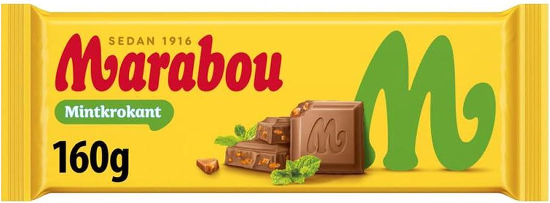 Marabou Mint Krokant - Milk Chocolate with Mint Crunch 160g