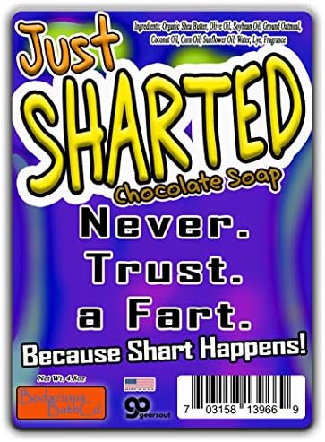 Just Sharted Chocolate Soap Novelty Bath Bar Soap Funny Unisex Spa for Women Men Chocolate Gags for Friends Family Secret Santa White Elephant Stocking Stuffers Teens Adults Fart Joke Gag