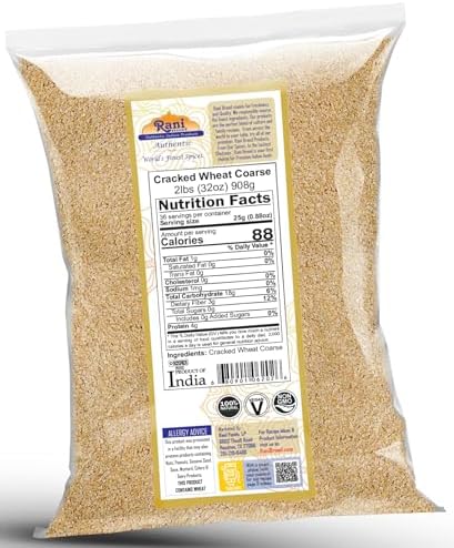 Rani Cracked Wheat Coarse (Fada/Bulgur Wheat#3) 32oz (2lbs) 908g ~ All Natural | Vegan | Gluten Friendly | NON-GMO | Kosher | Indian Origin