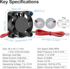 GDSTIME 2Pcs 40mm x 10mm 3D Printer Cooling Fan 12V, DC Brushless Dual Ball Bearing Mini 4010 Fans 2 Pin with 39 Inches Cable for DVRs NVR DVD Switchs Heat Sink Battery Charger