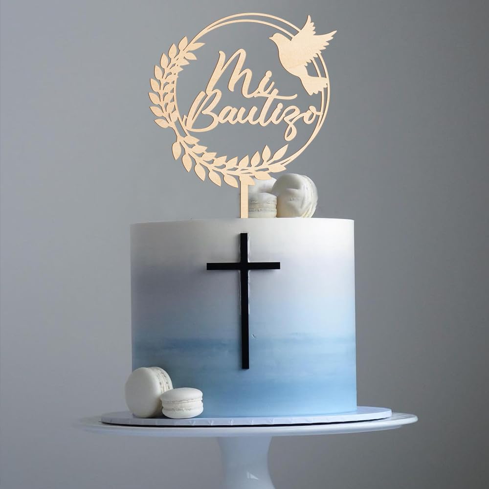 Mi Bautizo Cake Topper Spanish Baptism Cake Topper in Wood (Design 001)