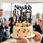 New Job Who Dis Cake Topper The Beginning of a New Chapter Decor for Going Away/Corporation Farewell Party Decoration Supplies Black Glitter