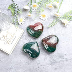 Artistone Ocean Jasper Crystal Heart Gemstone Healing Crystals Natural Heart Shaped Love Stones Carved Palm Worry Stone Chakra Energy Balancing Meditation Good Luck Christmas Decorations 2inch
