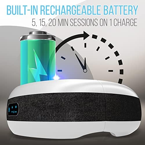 SereneLife Stress Therapy Electric Eye Massager, Vibration Massage Eye Relief, Wireless Digital Mask Machine w/Soothing Music and Relaxing Heat Compress, Built-in Battery & Adjustable Elastic Band