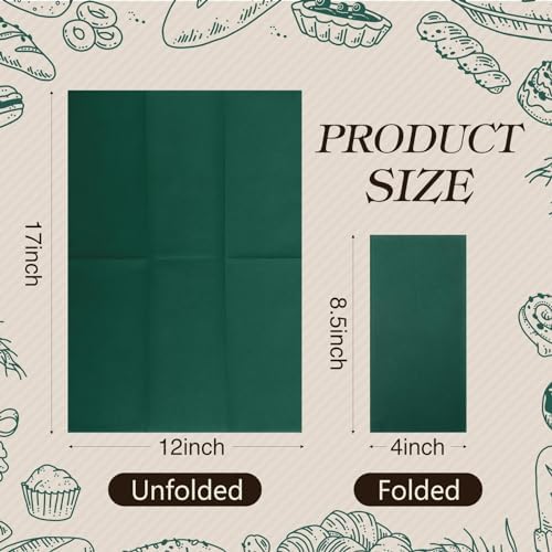 Qilery 100 Pcs Linen Feel Disposable Dinner Napkins Decorative Paper Napkin 17"x12" Paper Soft Hand Towel Absorbent Disposable Guest Towel for Kitchen Wedding Party(Green)
