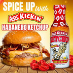 ASS KICKIN' Ketchup with Habanero – 13 oz. Bottle – Premium Gourmet Spicy Ketchup – Perfect Condiment for French Fries and Hamburgers
