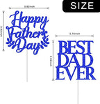 20PCS Happy Fathers Day Cake Topper Glitter Blue Cupcake Topper Best Dad Ever Cake Topper Pick for Father’s Day Birthday Party Cake Decoration Supplies
