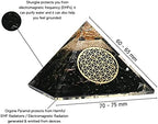 Amazing Gemstone Large Black Tourmaline Orgone Pyramid Crystal, Flower of Life Orgonite Pyramid - Positive Energy Healing