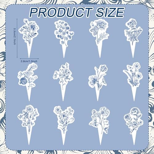 Bokon 48 Pcs Blue Floral Cupcake Toppers Baby in Bloom Cupcake Toppers Something Blue Before I Do Bridal Shower Decorations Chinoiserie Cake Decor for Wedding Birthday Baby Shower Party Supplies