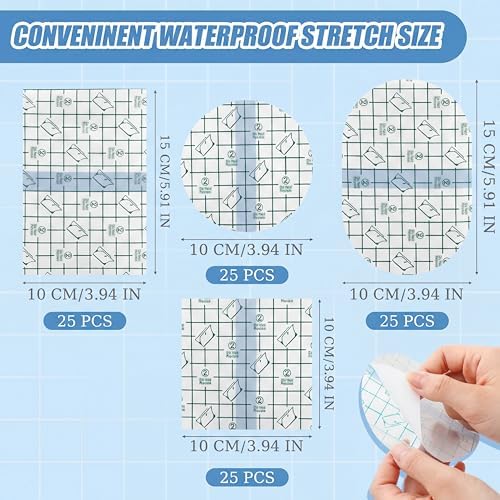 Nuanchu 100 Pieces Transparent Adhesive Bandage Waterproof Adhesive Skin Dressing Tape Transparent Film Dressing Bandages Clear Cover up Tape Retention Waterproof Cover for Swimming