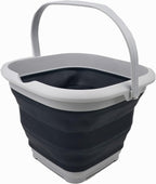 SAMMART 8.5L (2.2 Gallon) Collapsible Square Handy Bucket/Foldable SquareWater Pail/Portable Tub with Handle. Size 31x31cm (Grey/Slate Grey, 1)