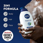 NIVEA MEN Sensitive Body Wash with Bamboo Extract, Moisturizing Body Wash for Sensitive Skin, Soap Free Shower Gel for Men with No Drying Alcohol, 30 Fl Oz Bottle
