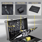 Yueieoun Professional Barber Case with Barber Clipper Tray Organizer, 6 Adjustable Clipper Slots & 8 Shear Holders, Portable Barber Carrying Case for Hair Tools & Supplies with Combo Locks