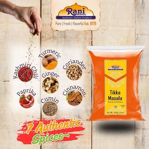Rani Tikka Masala Indian 7-Spice Blend 14oz (400g) ~ All Natural | Salt-Free | Vegan | No Colors | Gluten Friendly | NON-GMO | Kosher | Indian Origin