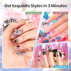 Beetles Nail Foil Art Kit, 20 Pcs Nail Foils Transfer with 30ml Nail Foil Glue Gel for Nails - Metal Holographic Leopard Stickers Gels Nail Polish Set LED Lamp Required Soak Off Manicure Nails Art DIY