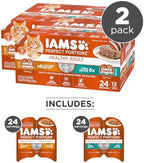 IAMS Perfect Portions Sensitive Digestion & Skin Wet Cat Food Pate, Healthy Adult Grain Free Pate, Chicken and Tuna Recipe, 2.6 oz. (24 Twin Packs)