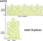 Large Pre-Made Ready to Use Edible Cake Lace Flower Trim Green 14-inch 10-Piece Set