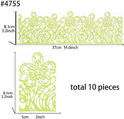 Large Pre-Made Ready to Use Edible Cake Lace Flower Trim Green 14-inch 10-Piece Set