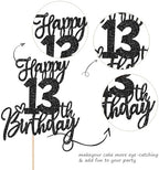 1 PCS Happy 13th Birthday Cake Topper Glitter Cheers to 13 Years Birthday Cake Pick 13 Official Teenager Cake Decoration for Happy 13th Birthday Anniversary Theme Party Decorations Supplies Black
