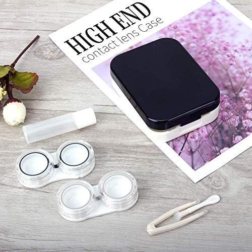 ofone Contact Lens Case, Two Pack Portable Contact Lenses Travel Cases with Remover Tool Tweezers Mirror Solution Bottle Contacts Holder Container Storage Kit for Women Men (Black)